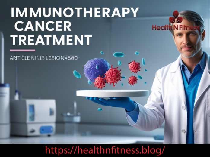 Doctor holding immune cell model with cancer cell interaction in a medical lab setting, demonstrating immunotherapy cancer treatment process.