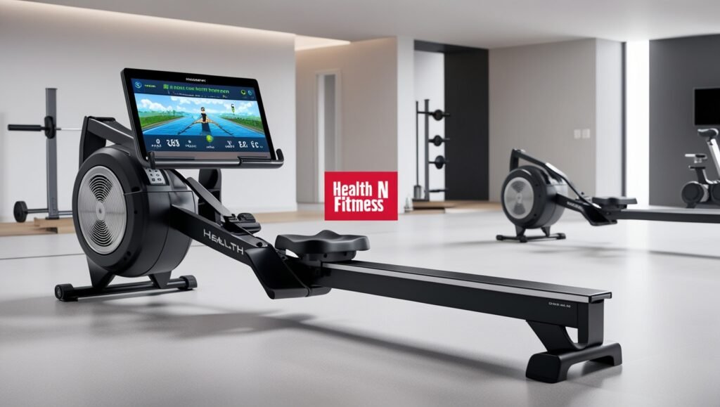 image of the Best Home Gym Equipment 2025 featuring a modern rowing machine in a stylish home gym.